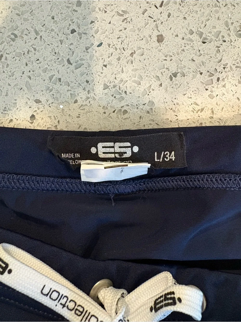 ES Collection Navy Swim Briefs with White Drawstring